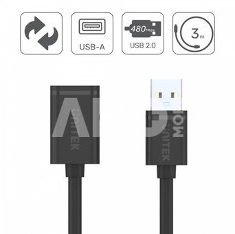 Unitek Extension cable USB 2.0 AM-AF, 0.5M; Y-C447GBK