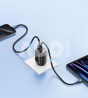 USAMS Charger 30W GaN LED USB+USB-C CC229 Black
