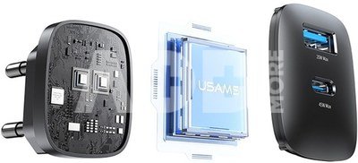 CC290 T66 45W GaN 1xUSB-A 1xUSB-C silver
