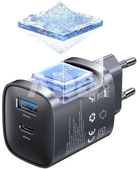 CC290 T66 45W GaN 1xUSB-A 1xUSB-C silver