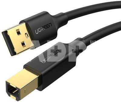 USB 2.0 A-B kabel k tisk&aacute;rně UGREEN US135, pozlacen&yacute;, 1,5 m (čern&yacute;)