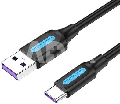 USB 2.0 A to USB-C 5A Cable Vention CORBG 1.5m Black PVC
