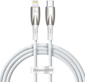 USB-C cable for Lightning Baseus Glimmer Series, 20W, 1m (White)