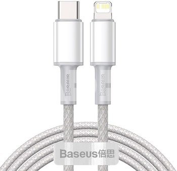USB-C to Lightning Baseus High Density Braided Cable, 20W, PD, 2m (white)