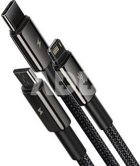USB cable 3in1 Baseus Tungsten Gold, USB to micro USB / USB-C / Lightning, 3.5A, 1.5m (black)