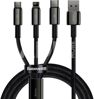 USB cable 3in1 Baseus Tungsten Gold, USB to micro USB / USB-C / Lightning, 3.5A, 1.5m (black)