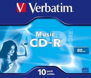 1x10 Verbatim CD-R 80 / 700MB Audio Color Live it Jewel Case