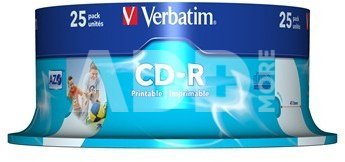 1x25 Verbatim CD-R 80 / 700MB 52x Speed, Data Life plus print.