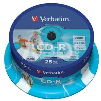 1x25 Verbatim CD-R 80 / 700MB 52x Speed, Data Life plus print.