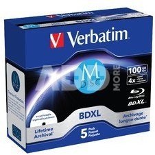 1x5 Verbatim M-Disc BD-R Blu-Ray 100GB 4x Speed inkjet print. JC