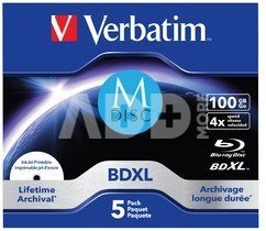 1x5 Verbatim M-Disc BD-R Blu-Ray 100GB 4x Speed inkjet print. JC