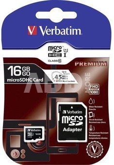 Verbatim microSDHC 16GB Class 10 incl Adapter
