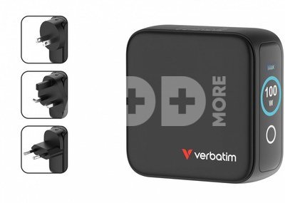 Verbatim Mini GaN Charger 100W mit Display 2xUSB-C +1xA 30239