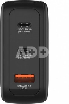 Verbatim Mini GaN Charger 100W mit Display 2xUSB-C +1xA 30239