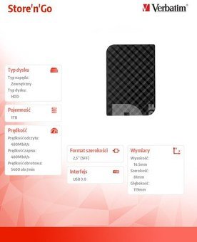 Verbatim Store n Go 2,5 1TB USB 3.0 black Gen 2