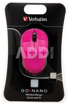 Verbatim Go Nano Wireless Mouse Hot Pink