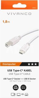 Vivanco cable USB-C - USB-B 1.8m, white (45355)