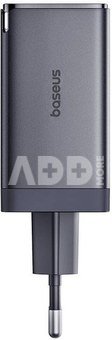Wall charger Baseus GaN5 2x USB-C + USB, 65W + cable 1m (grey)