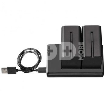 Westcott NP F970 Dual Battery Pack with Charger (2 pack L Series 7.4V 6600mAh 48.8Wh)