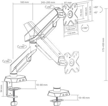 White Shark KHUFU-I GMS-3210 / 1 Monitor Desktop Mount