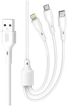 XO cable NB230 3in1 USB - Lightning/USB-C/microUSB 2.4A 1m, white