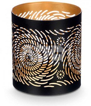 Žvakidė metalinė, juodos/aukso spalvos D9xH10 cm Giftdecor 59633