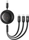 3-in-1 Baseus Free2Draw USB to M+L+C 100W cable, 1.1 m (black)