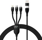 3in1 USB cable Baseus Flash Series 2, USB-C + micro USB + Lightning, 100W, 1.5m (black)