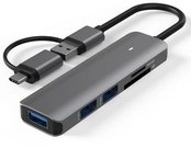 Adapteris USB 3.0 - 3 x USB 3.0, SD, TF