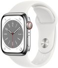 Apple Watch 8 GPS + Cellular 41mm Stainless Steel Sport Band, silver/white (MNJ53EL/A)