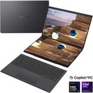 Asus | Zenbook Duo UX8407AA-SN066W | Moher Gray | 14 " | OLED | Touchscreen | 2.8K | 2880 x 1800 pixels | 144 Hz | Anti-Reflective | Intel Core Ultra X9 | 378H | 32 GB | LPDDR5X | Solid-state drive capacity 2000 GB | Intel Arc Graphics | Windows 11 Pro | 802.11be | Bluetooth version 5.4 | Keyboard language US international | Keyboard backlit | Warranty 24 month(s) | Battery warranty 12 month(s)