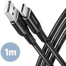 AXAGON BUCM-AM10AB HQ cable USB-C <-> USB-A, 1m, USB 2.0, 3A, ALU, braid, black