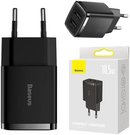 Baseus Compact Quick Charger, 2x USB, 10.5W (black)