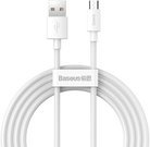 Baseus Simple Wisdom Data Cable Kit USB to Micro 2.1A (2PCS/Set) 1.5m White