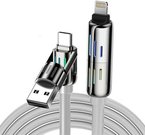Blitzwolf BW-HDC6 4-in-1 USB-C/USB-A to USB-C/Lightning cable 1.2m 240W RGB (gray)