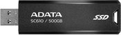 External SSD|ADATA|SC610|500GB|USB 3.2|Write speed 500 MBytes/sec|Read speed 550 MBytes/sec|SC610-500G-CBK/RD