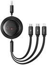 Fast Charging Cable 3in1 Baseus Free2Draw, USB to micro USB+USB-C+Lightning, 3.5A, 1.1m (black)