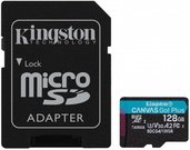 KINGSTON 128GB UHS-I microSD Memory Card with SD Adapter (Class 10, U3, V30)