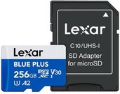 Lexar microSDHC Blue Plus UHS-I with SD adapter, up to 170MB/s read C10/A2/U3 (V30) 256GB
