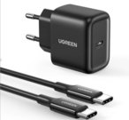 N&aacute;stěnn&aacute; nab&iacute;ječka UGREEN CD250, 25 W, USB-C (čern&aacute;) + kabel USB-C na USB-C, 2 m (čern&yacute;)