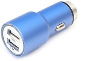Omega автомобильный зарядый адаптер 2xUSB 2100mA Metal, синий (43343)