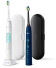 Philips Sonicare ProtectiveClean 5100 Duo Electric Toothbrushes | HX6851/34 | Rechargeable | For adults | Number of brush heads included 2 | Number of teeth brushing modes 3 | White and Dark Blue