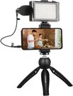 Puluz Live broadcast kit tripod mount + LED lamp + microphone + phone clamp