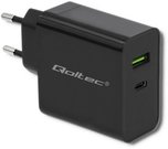 Qoltec Charger | 45W | 5-20V | 2.25-3A | USB typ C PD | USB | Black