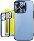 Sada průhledn&eacute;ho pouzdra Baseus Glitter a tvrzen&eacute;ho skla pro iPhone 14 Pro (modr&aacute;)