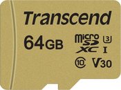 TRANSCEND 64GB UHS-I U3 GOLD MICROSD W. ADAPT