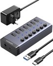 UGREEN Hub 7in1 USB-C, 7x USB-A 3.0 12V 2A (black)