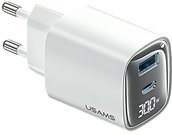 USAMS Charging 30W GaN LED USB+USB-C CC229 white