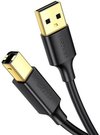 USB 2.0 A-B kabel k tisk&aacute;rně UGREEN US135, pozlacen&yacute;, 1,5 m (čern&yacute;)