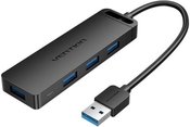 USB 3.0 4-Port Hub with Power Adapter Vention CHLBB 0.15m, Black